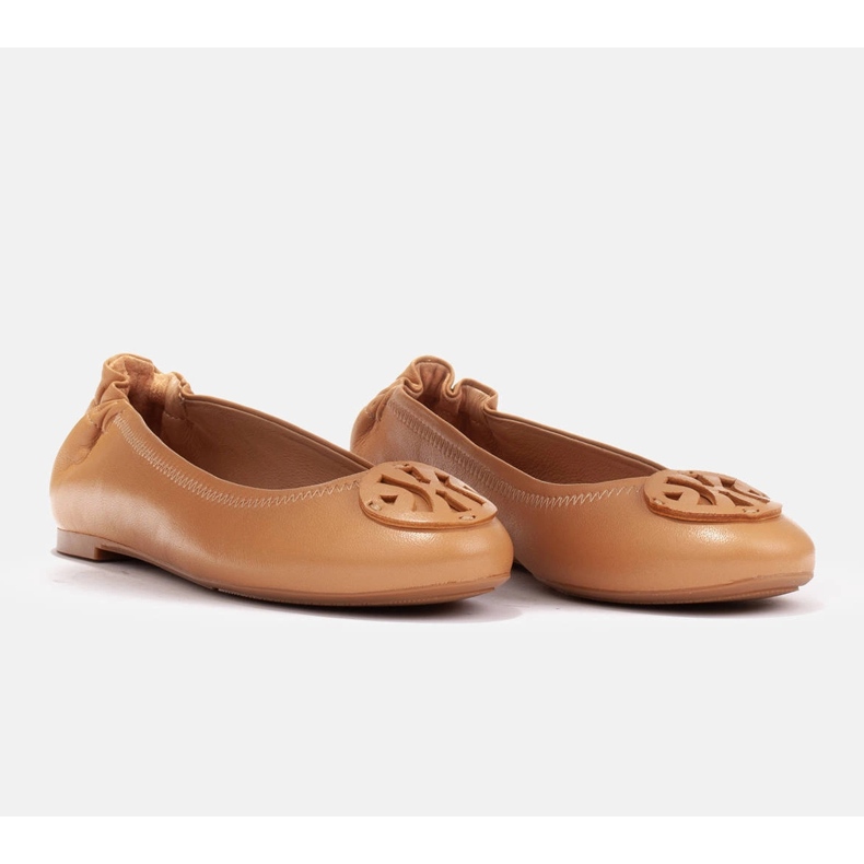 Marco Shoes Balerinat tasaisella nahkakoristeella ruskea 1