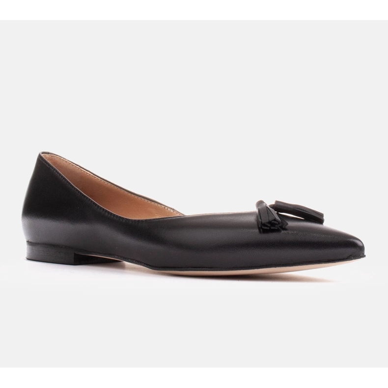 Marco Shoes Nahkabalerinat koristeellisilla hapsuilla musta 1