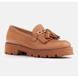 Marco Shoes Loaferit, joissa kultainen ketju kevyellä pohjalla beige 1