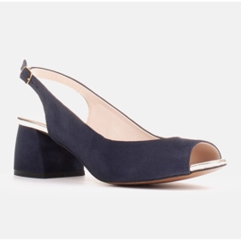 Marco Shoes Tummansinistä mokkanahkaa valmistetut sandaalit vakaalla kantapäällä tummansininen 1