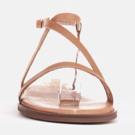 Marco Shoes Nahkaiset sandaalit tasaisella pohjalla ruskea 1