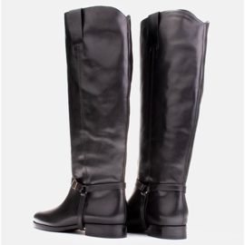 Marco Shoes Nahkasaappaat leveälle pohkeelle musta 1