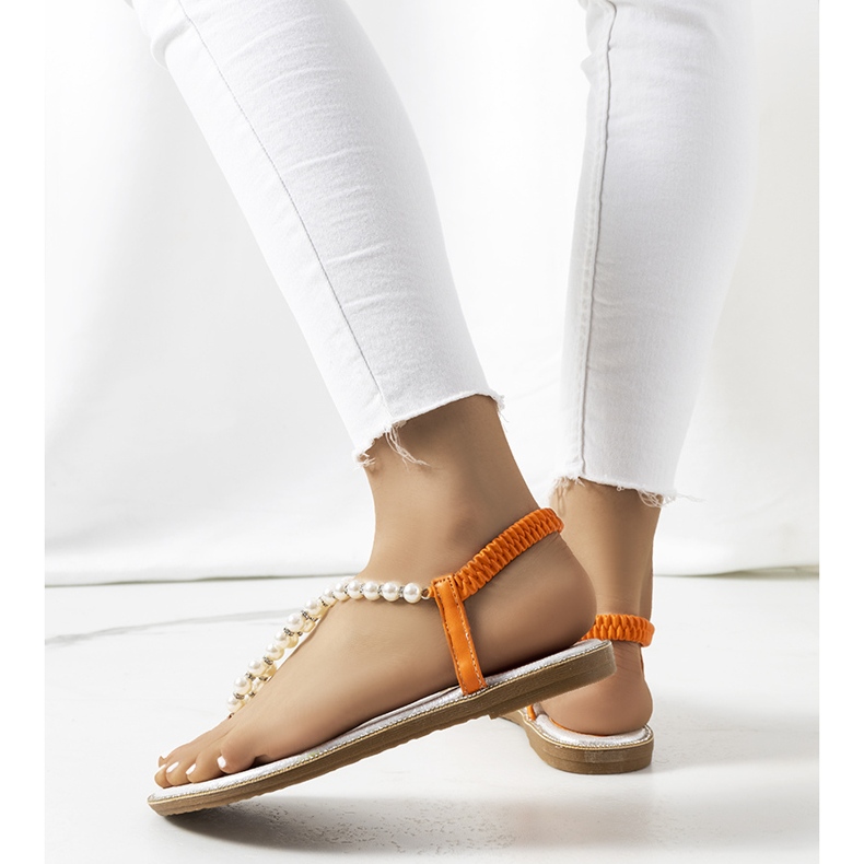 Oranssit sandaalit Tana-helmillä hopea 2