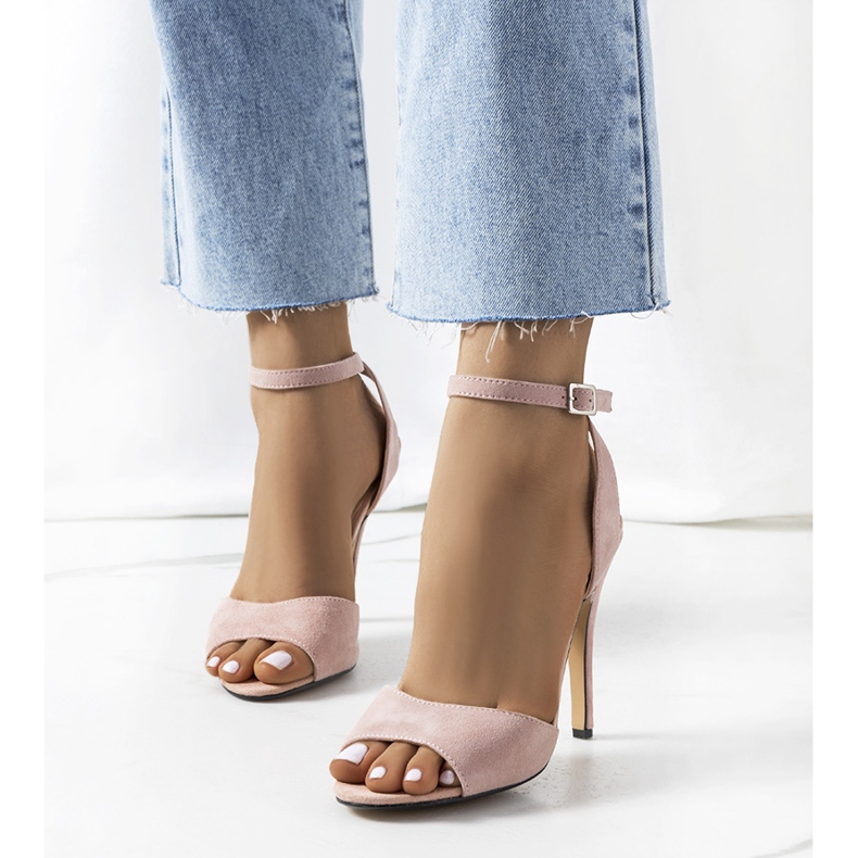 Vaaleanpunaiset avoimet pumput Luigina-kantapäässä vaaleanpunainen 1