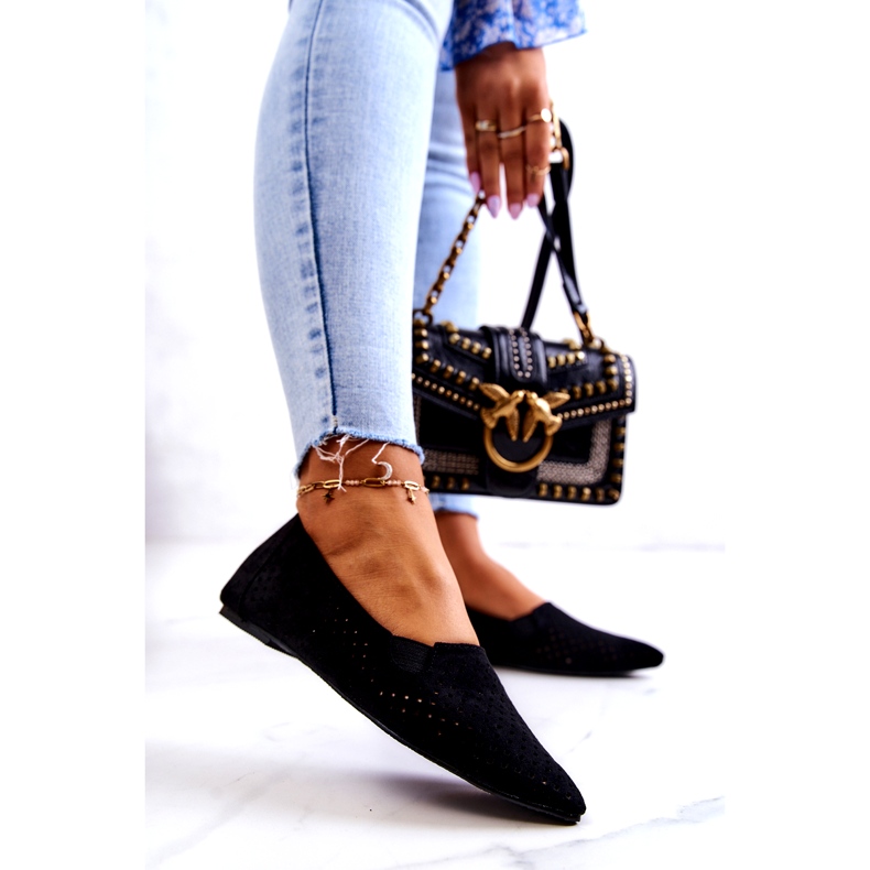 LU BOO Harjakattoiset naisten balerinat, musta Rosario 1