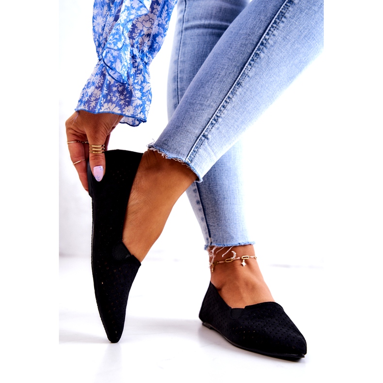 LU BOO Harjakattoiset naisten balerinat, musta Rosario 3