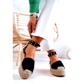 FB2 Mustat Lillian Espadrilles -sandaalit suihkuilla 3