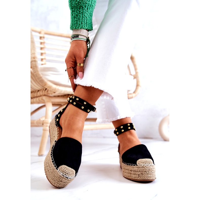 FB2 Mustat Lillian Espadrilles -sandaalit suihkuilla 3