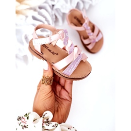Vaaleanpunaiset lasten sandaalit glitterillä vaaleanpunainen 5