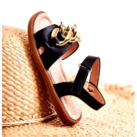 FR1 Lasten sandaalit mustalla Layra-tarranauhalla kultainen 5