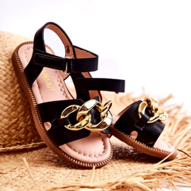 FR1 Lasten sandaalit mustalla Layra-tarranauhalla kultainen 1