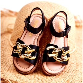 FR1 Lasten sandaalit mustalla Layra-tarranauhalla kultainen 2