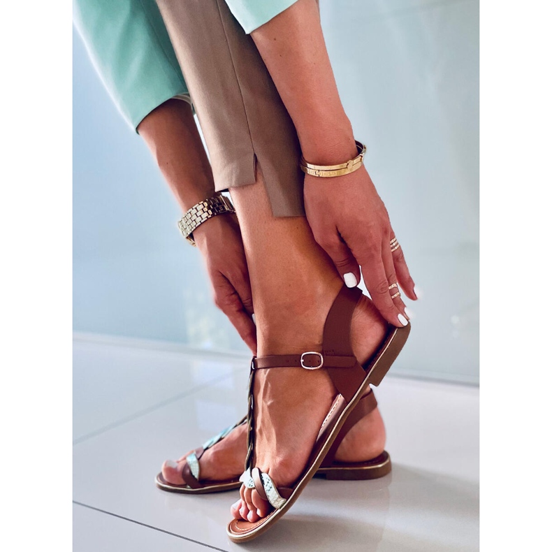 Basma Camel värikkäitä naisten sandaalit ruskea 2