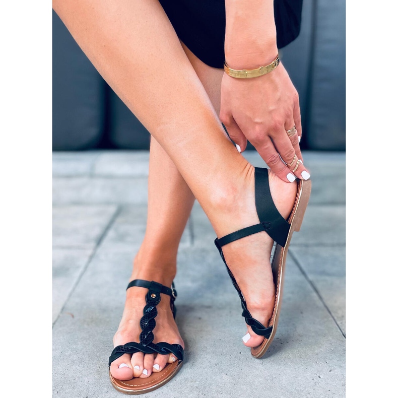 Basma Black värikkäitä naisten sandaalit musta 2