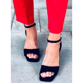 Naisten korkeakorkoiset sandaalit mokkanahalla Silence Black musta 1