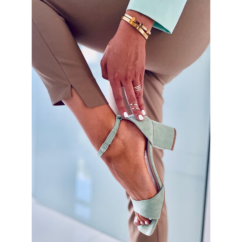 Vihreät mokkanahkaiset korkeakorkoiset sandaalit naisille 2