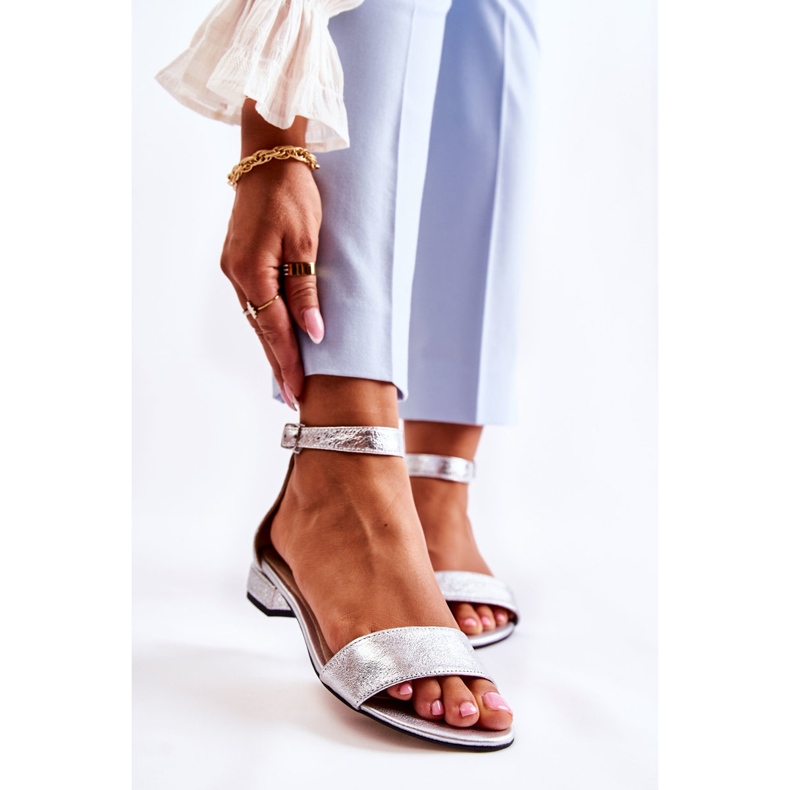 PA2 Naisten hopeiset Shanley-nahkasandaalit hopea 1