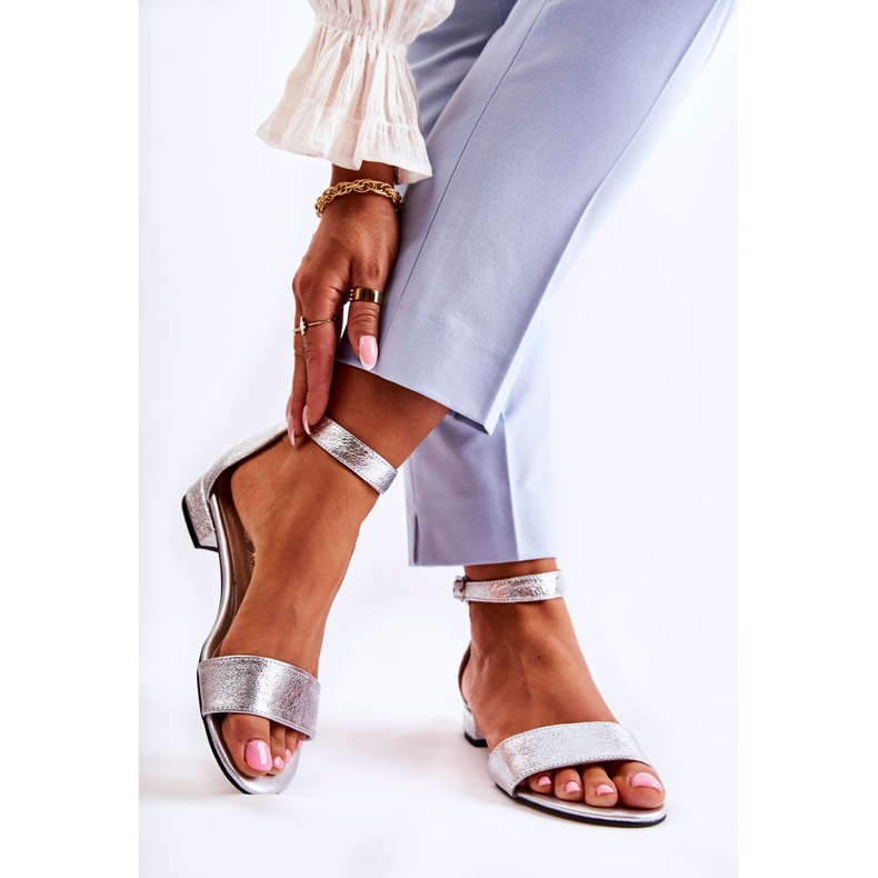 PA2 Naisten hopeiset Shanley-nahkasandaalit hopea 2