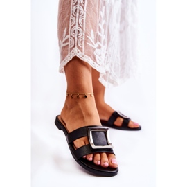 PG1 Naisten nahkaiset tossut mustalla Roysa-koristeella 1