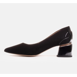 Marco Shoes Musta mokkanahkainen pumput kukkakuvio 1