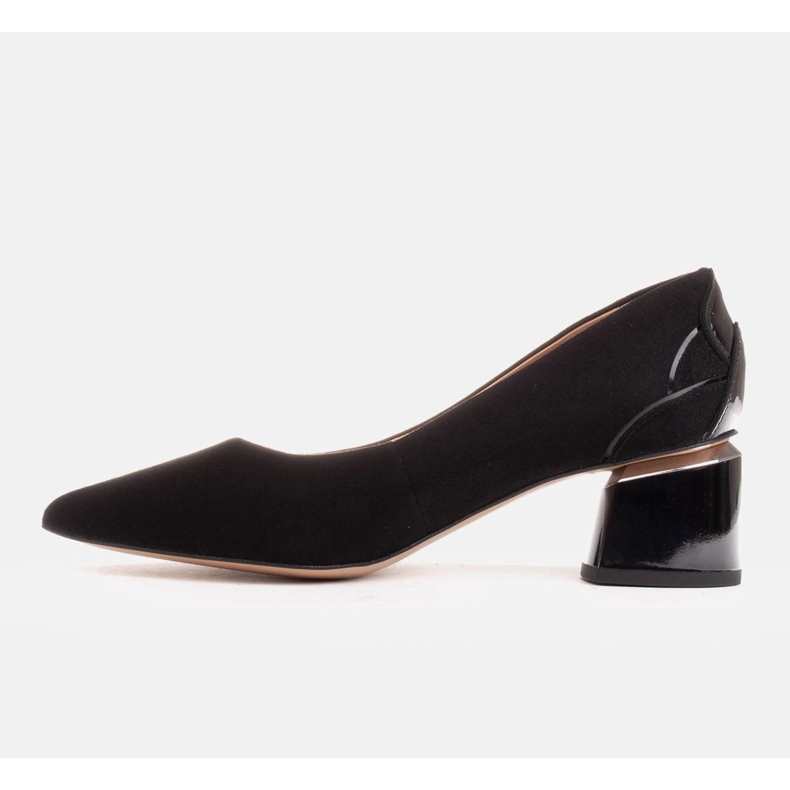 Marco Shoes Musta mokkanahkainen pumput kukkakuvio 1