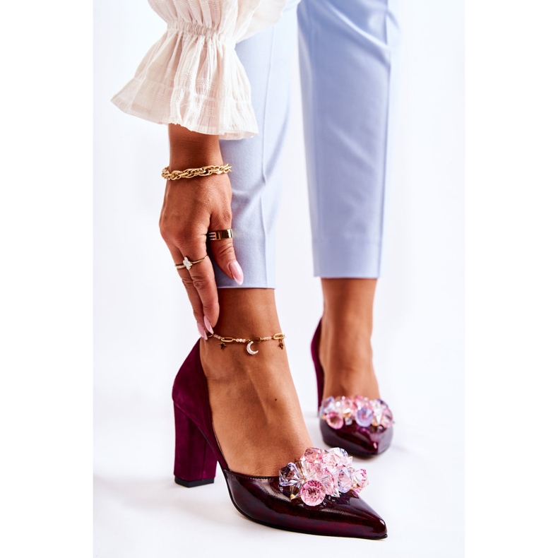 PA2 Muodikkaat nahkapumput Maroon Louna -koristeilla punainen 1