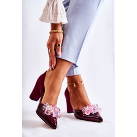 PA2 Muodikkaat nahkapumput Maroon Louna -koristeilla punainen 2