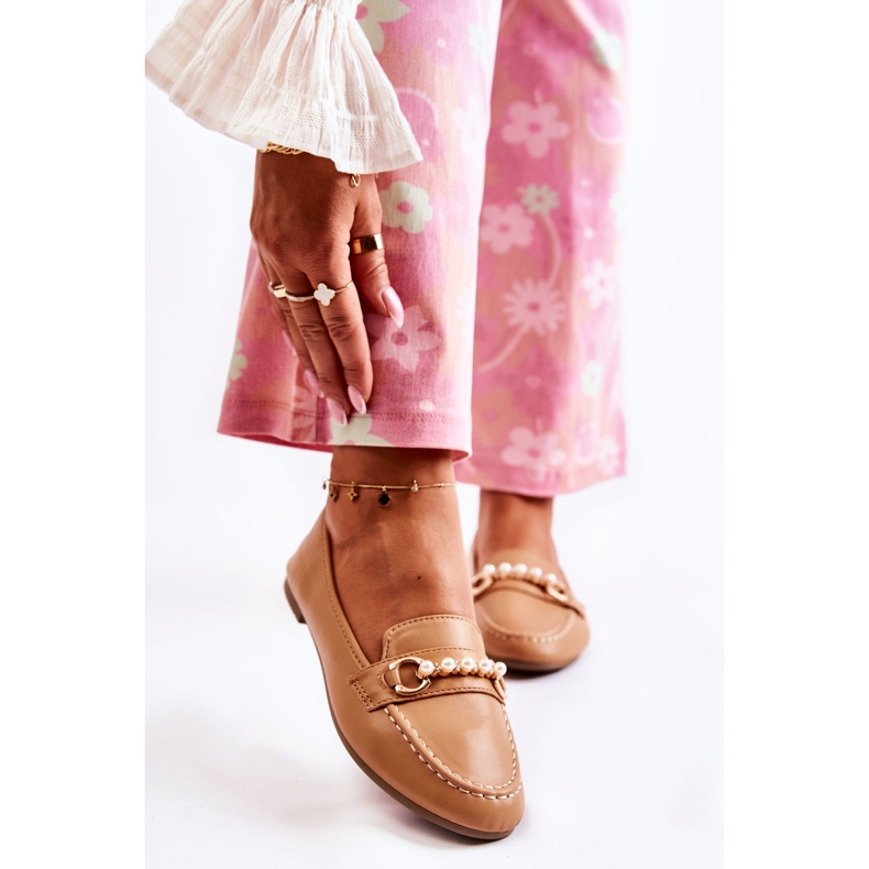 PG1 Naisten ruskeat housut koristehelmillä merkiltä Sergia 1