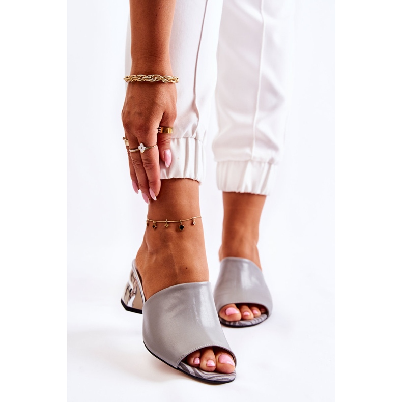 PA2 Naisten nahkaiset tossut kantapäässä Harmaa Perry 1