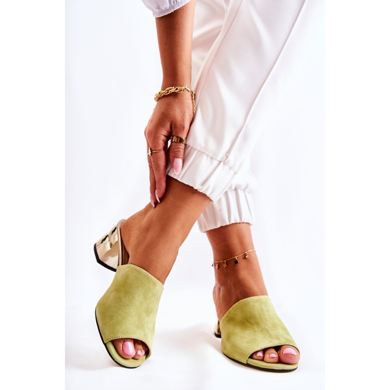 PA2 Naisten mokkanahkaiset tossut kantapäässä Green Perry vihreä 2