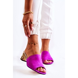 PA2 Naisten mokkanahkaiset tossut korkeakorkoisella Fuchsia Perryllä vaaleanpunainen 1