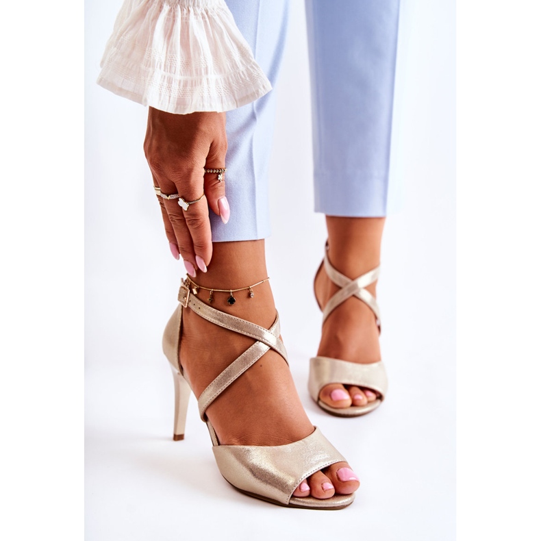 Sergio Leone Muodikkaat sandaalit korkokenkolla Kiiltävä kultainen Loressa 1