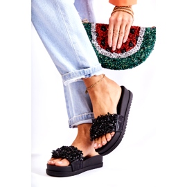 Naisten varvastossut koristeilla, musta 2