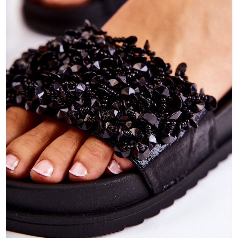 Naisten varvastossut koristeilla, musta 4