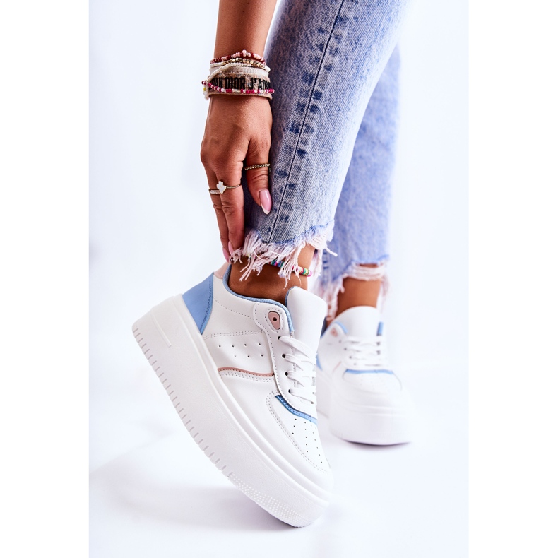 PS1 Naisten sidotut urheilukengät tennarit, valkoiset ja siniset Manila valkoinen sininen 1