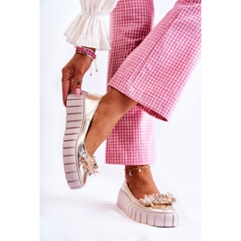 PA2 Nahkaballerinat alustalla kultaisella ladette-koristeella kultainen 2