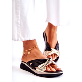 PE1 Mukavat nahkaiset naisten tossut, musta ja kulta Neyla kultainen 1