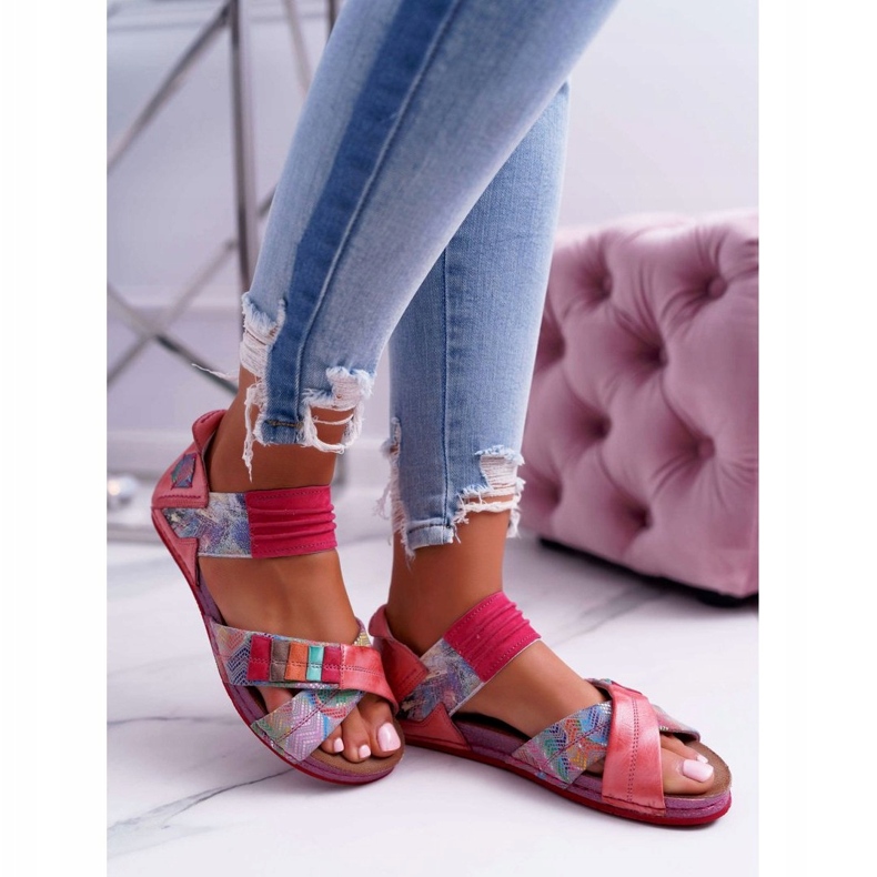 Naisten sandaalit Maciejka Pink 03375 Nahka vaaleanpunainen monivärinen 3