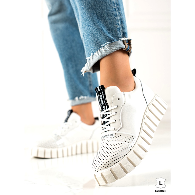 ARTIKER Valkoiset muoti nahkakengät valkoinen 3