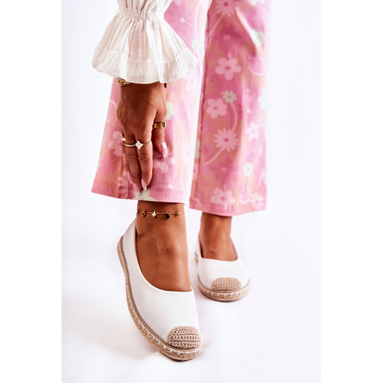 Klassiset naisten valkoiset nahkaiset espadrillit Calabria beige valkoinen 1