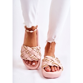 PS1 Naisten nahkaiset tossut ketjulla, vaaleanpunainen soline 1