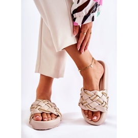 PS1 Naisten nahkaiset tossut ketjulla beige soline 2