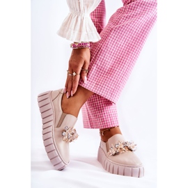 PA2 Naisten nahkaiset lenkkarit beigellä Mirana-koristeella 2