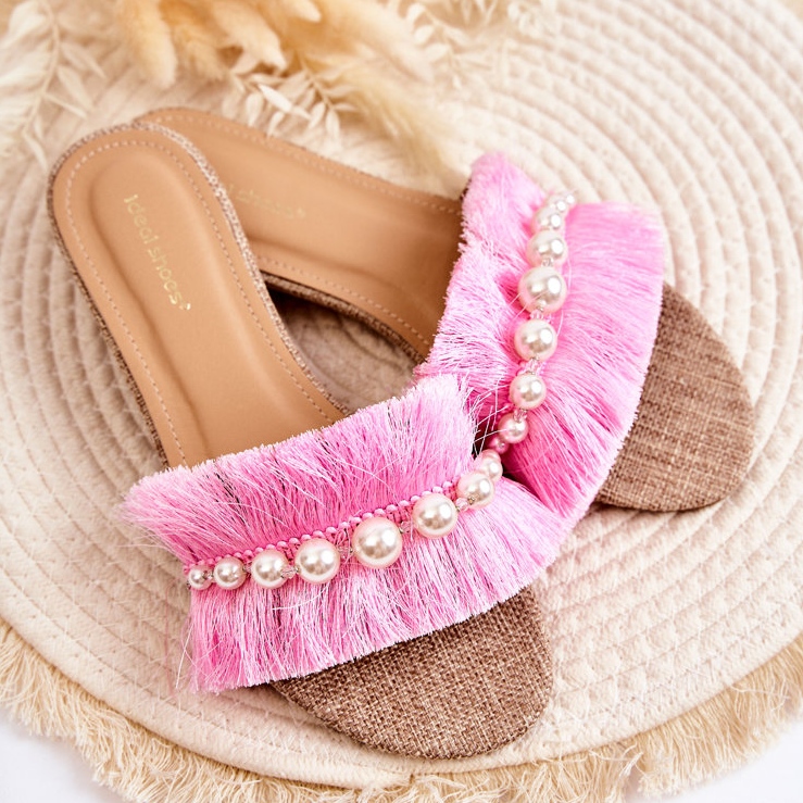 PG2 Naisten tossut koristeellisella vaaleanpunaisella Ramisa-hihnalla beige vaaleanpunainen 2