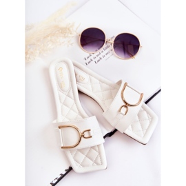 PG2 Naisten klassiset nahkatossut valkoisella Shilla-koristeella valkoinen kultainen 1