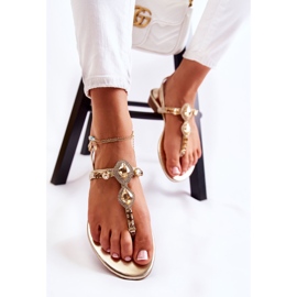 WS1 Muodikkaat naisten sandaalit varvastossut koristeellisilla strassikivillä Golden Bellia kultainen 7