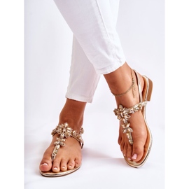 WS1 Naisten sandaalit Flip-flops Cubic Zirkonia Golden Solea kultainen 2