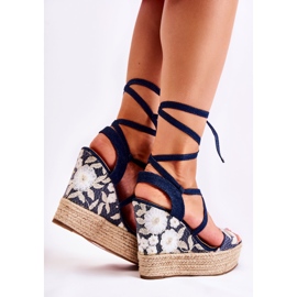 WS1 Muodikkaat solmitut sandaalit kiilatummansinisellä Recife-värillä sininen 2