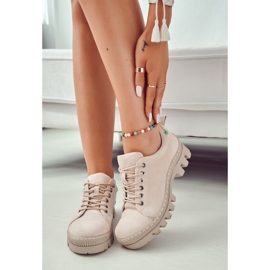 S.Barski Naisten mokkanahkaiset nauhakengät, beige 4