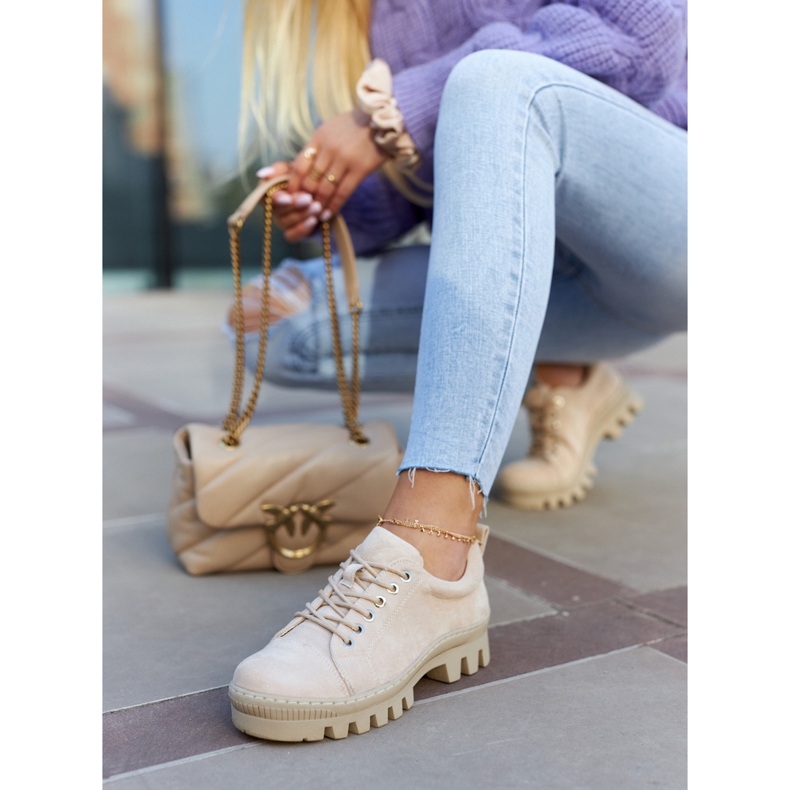 S.Barski Naisten mokkanahkaiset nauhakengät, beige 3